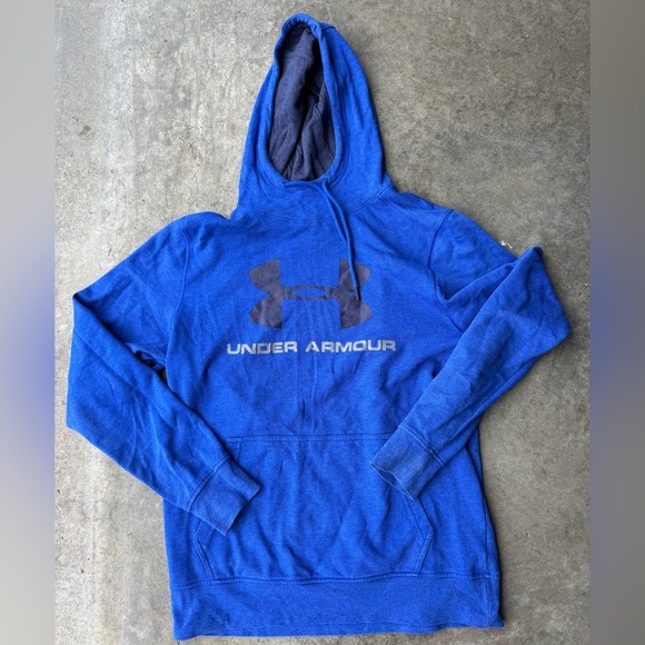 Under Armour Blue Pullover Hoodie with Logo - Picture 1 of 3